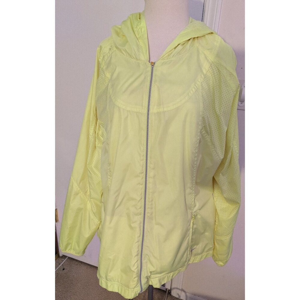 Active by Old Navy Neon Yellow Jacket/Windbreaker with Headphones Drawstring XXL